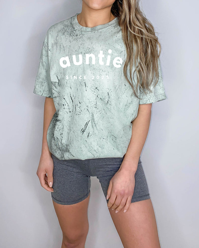 Aunt Personalized Est Year Comfort Colors Graphic Tees (Sportan Font)