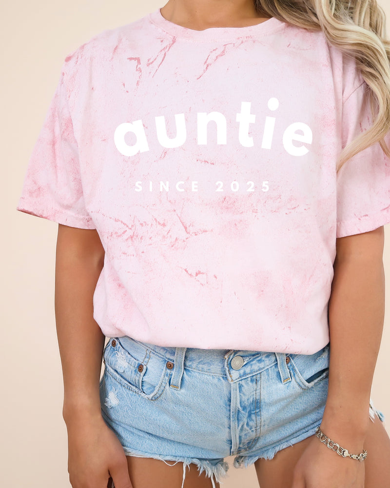 Aunt Personalized Est Year Comfort Colors Graphic Tees (Sportan Font)