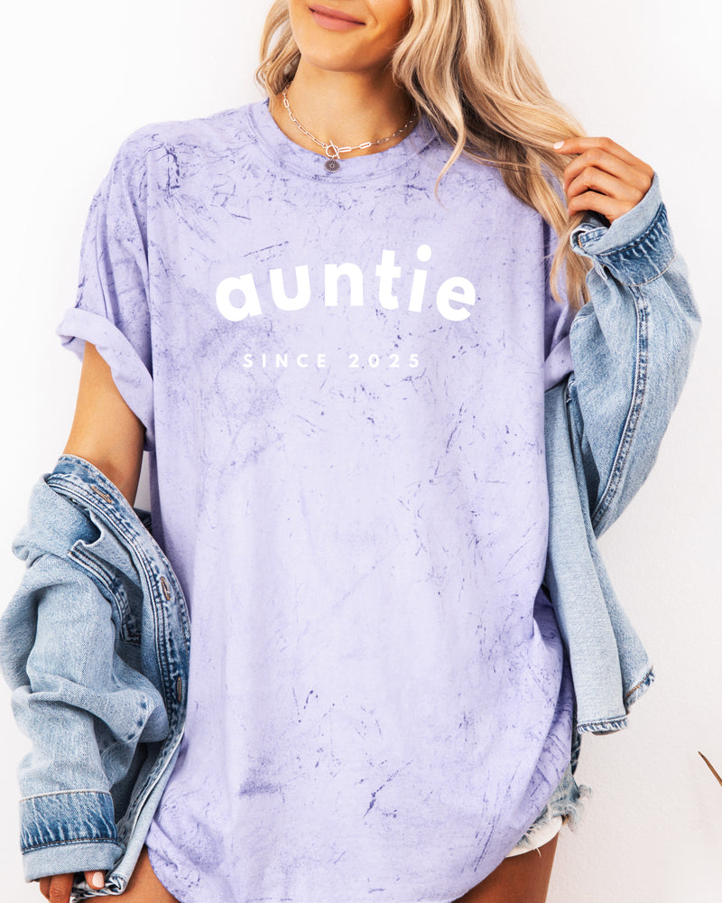 Aunt Personalized Est Year Comfort Colors Graphic Tees (Sportan Font)