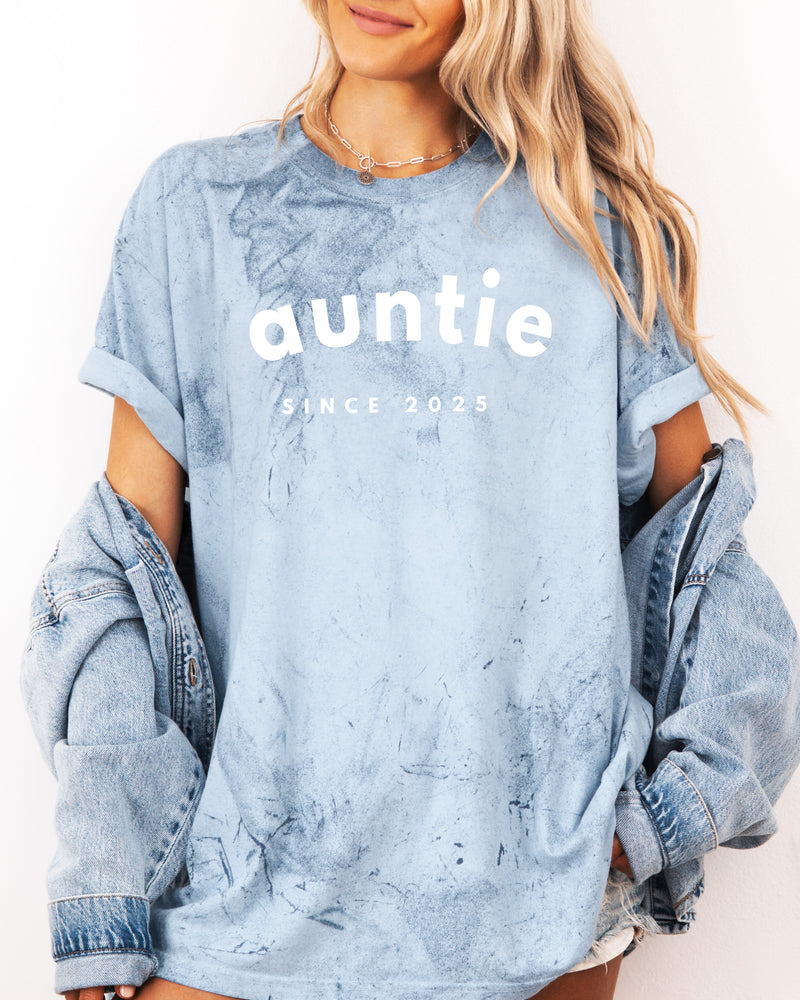 Aunt Personalized Est Year Comfort Colors Graphic Tees (Sportan Font)