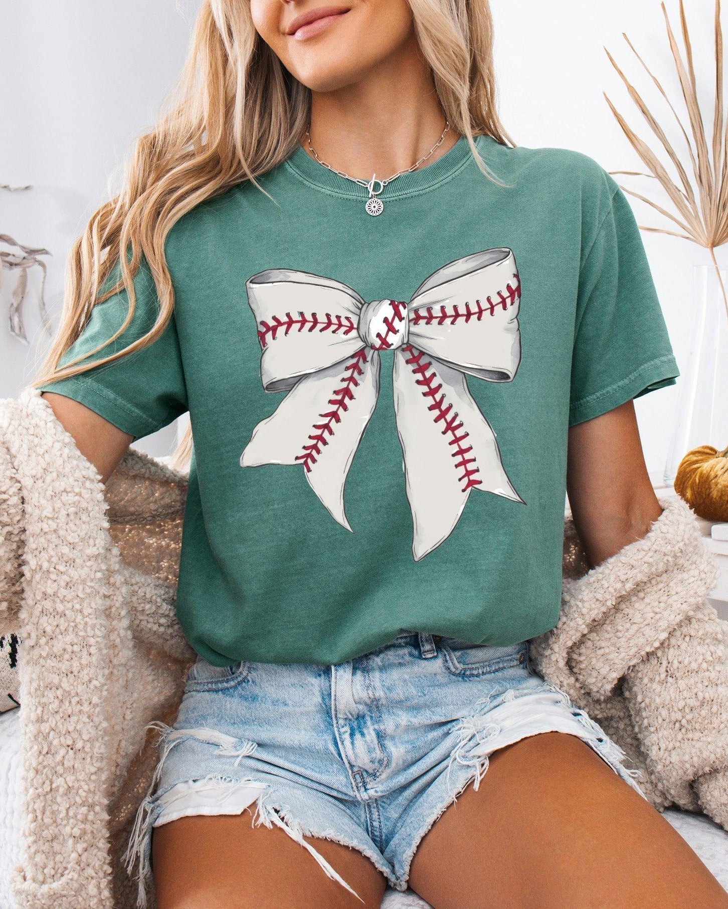 Baseball Ribbon Lover Mom Game Day Comfort Colors Graphic Tees