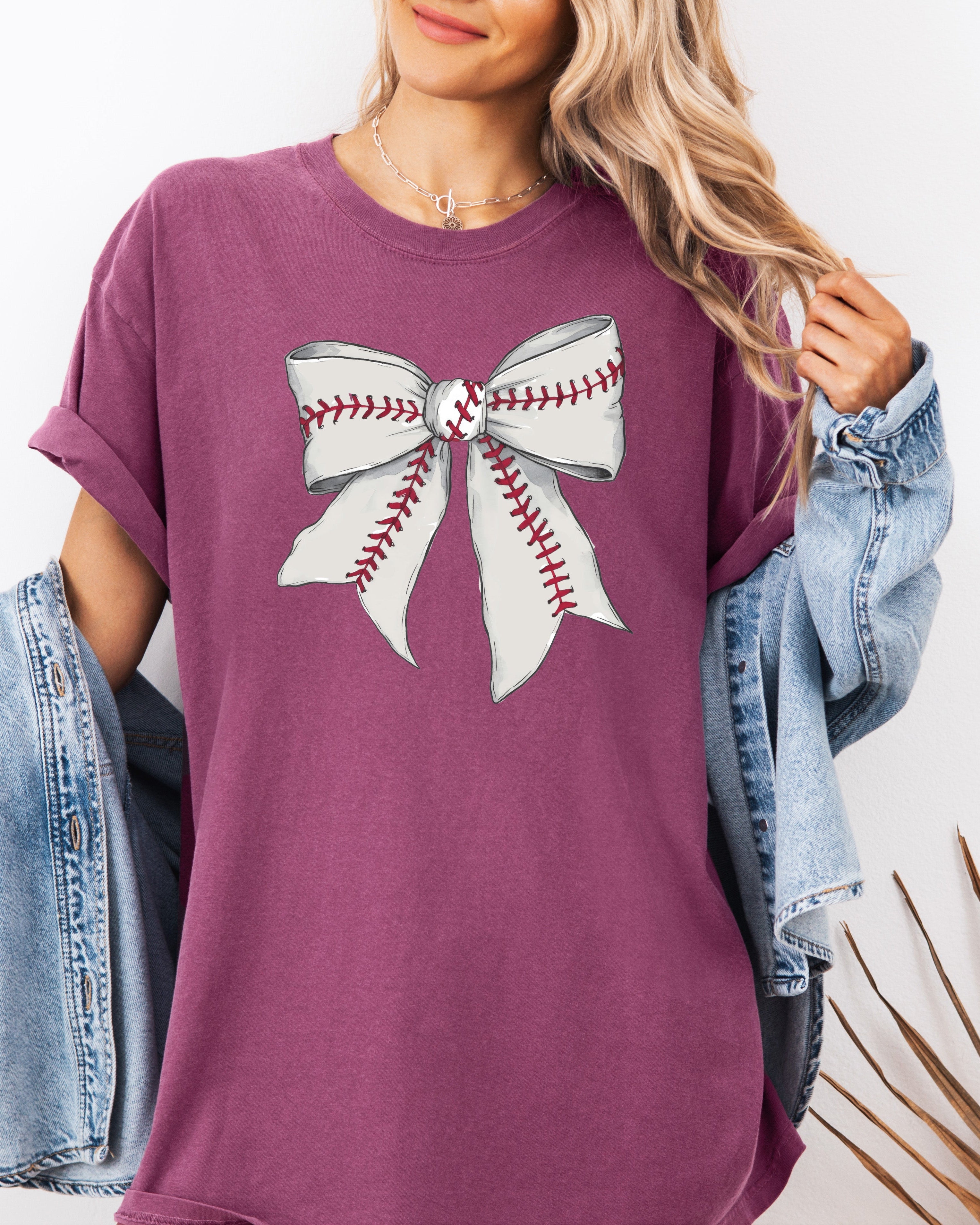 Baseball Ribbon Lover Mom Game Day Comfort Colors Graphic Tees
