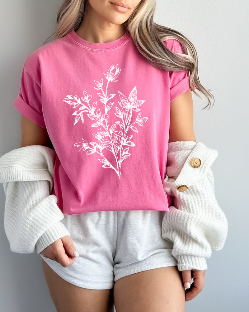 Botanical Plant Nature Garment Dyed T Shirt