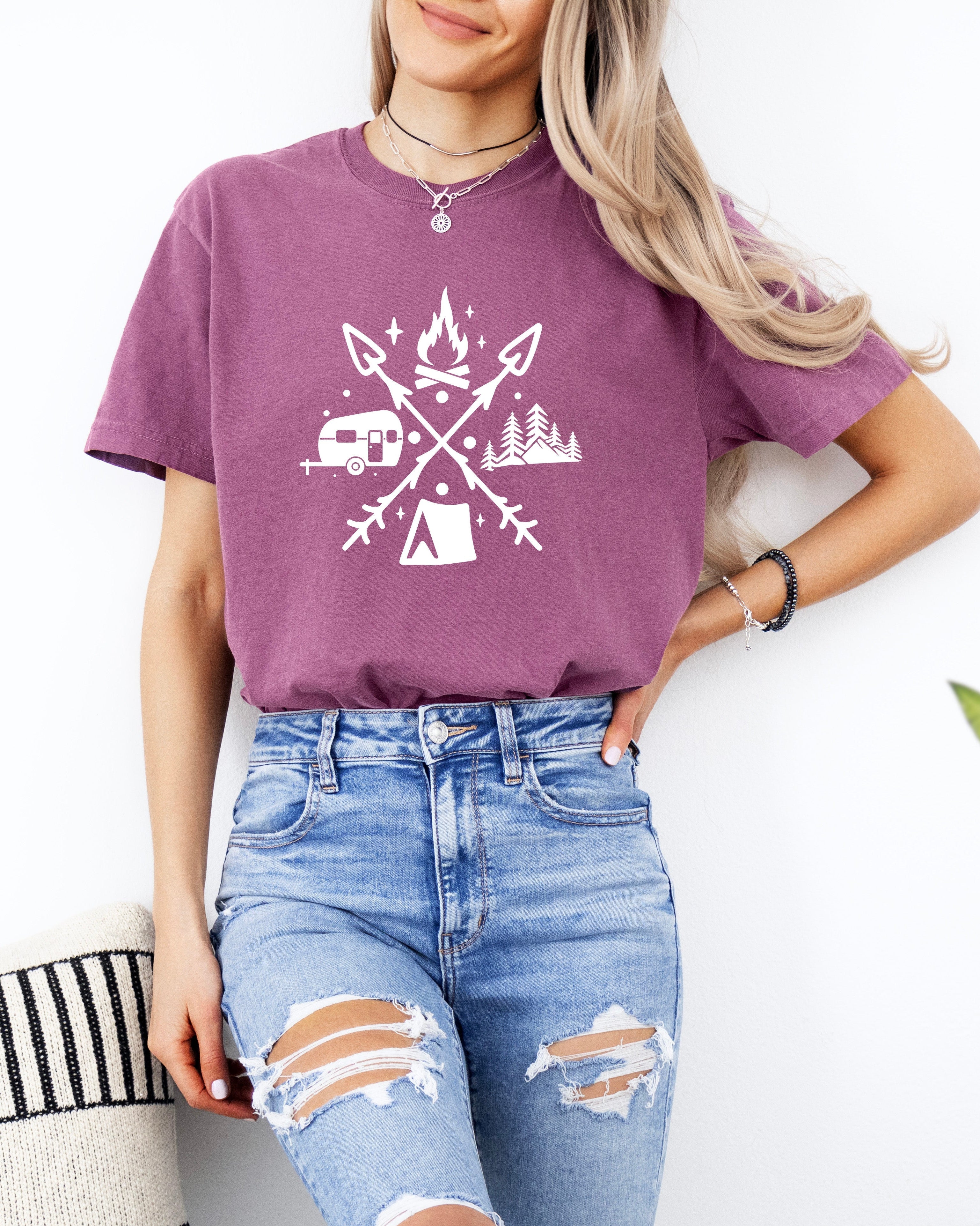 Camping Hiking Comfort Colors T Shirt (X shape)