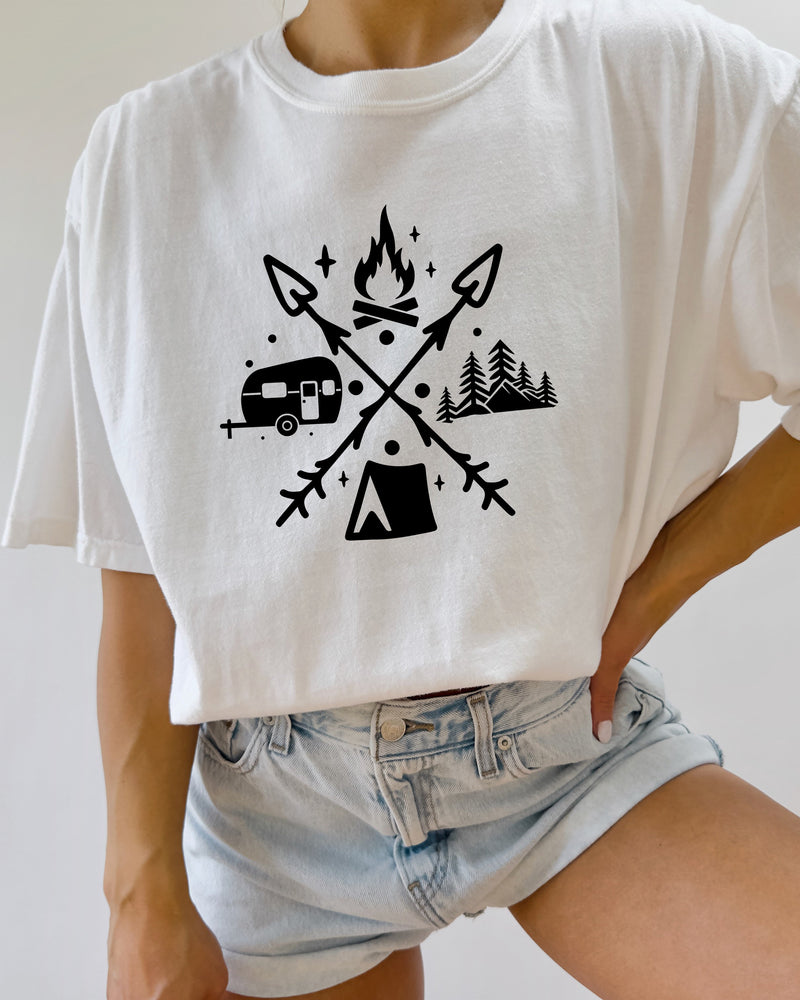 Camping Hiking Comfort Colors T Shirt (X shape)