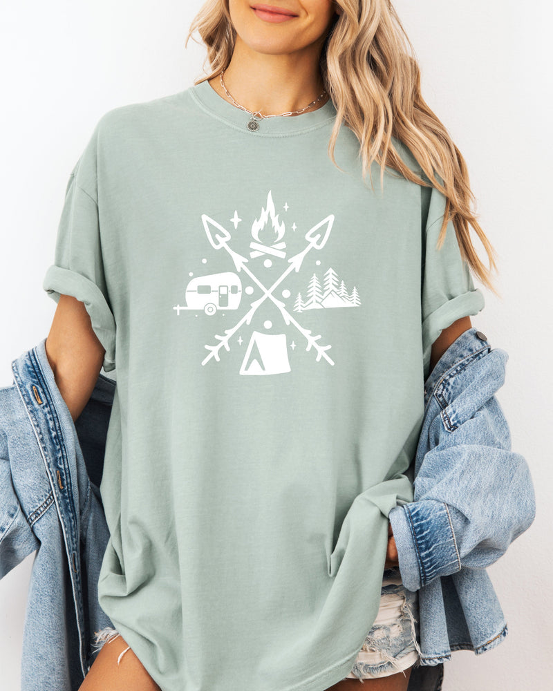 Camping Hiking Comfort Colors T Shirt (X shape)