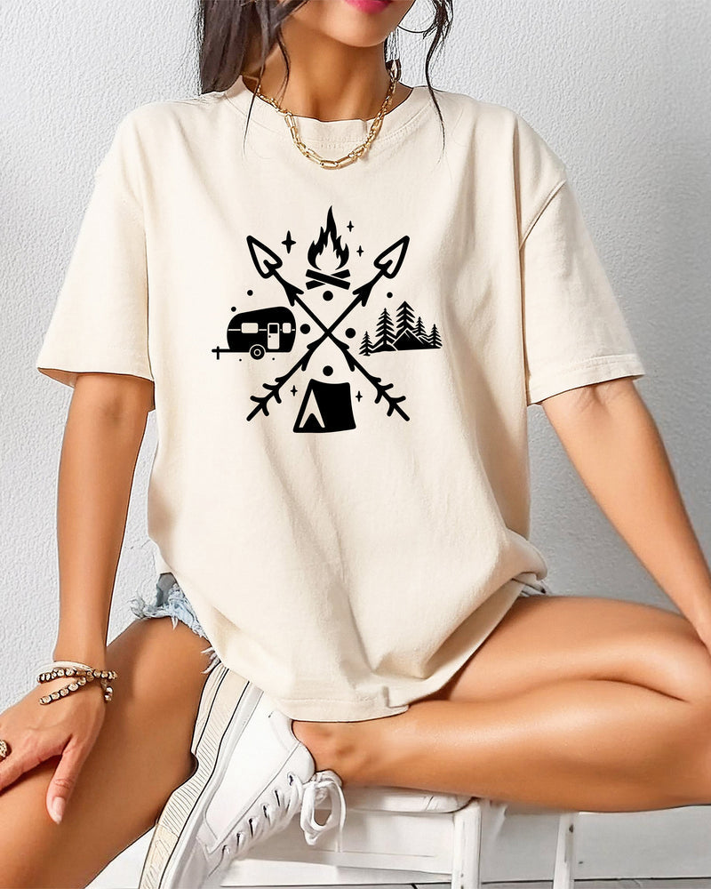 Camping Hiking Comfort Colors T Shirt (X shape)