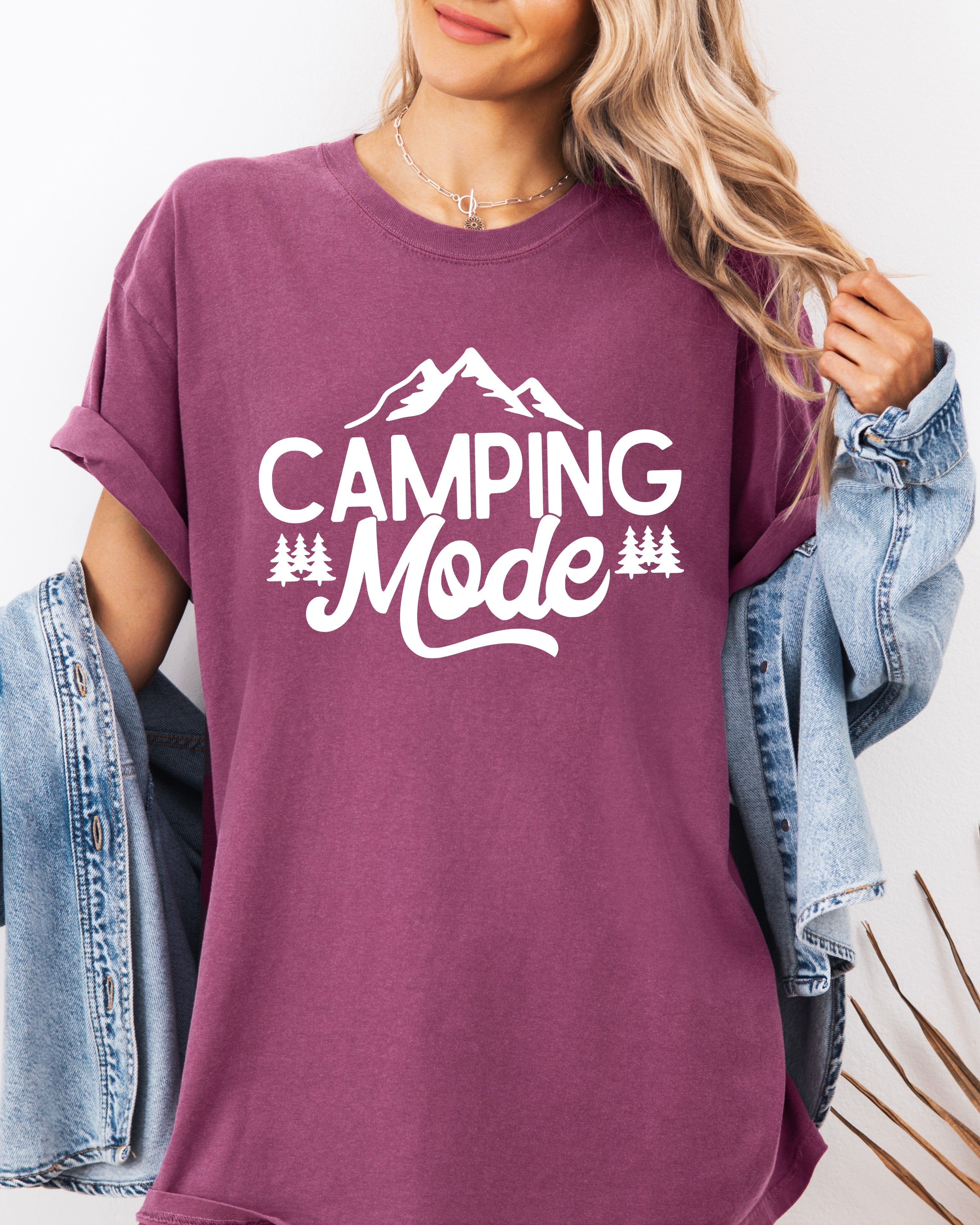 Camping Mode Nature Garment Dyed T-Shirt – Hiking Outdoor Adventure Graphic Tee