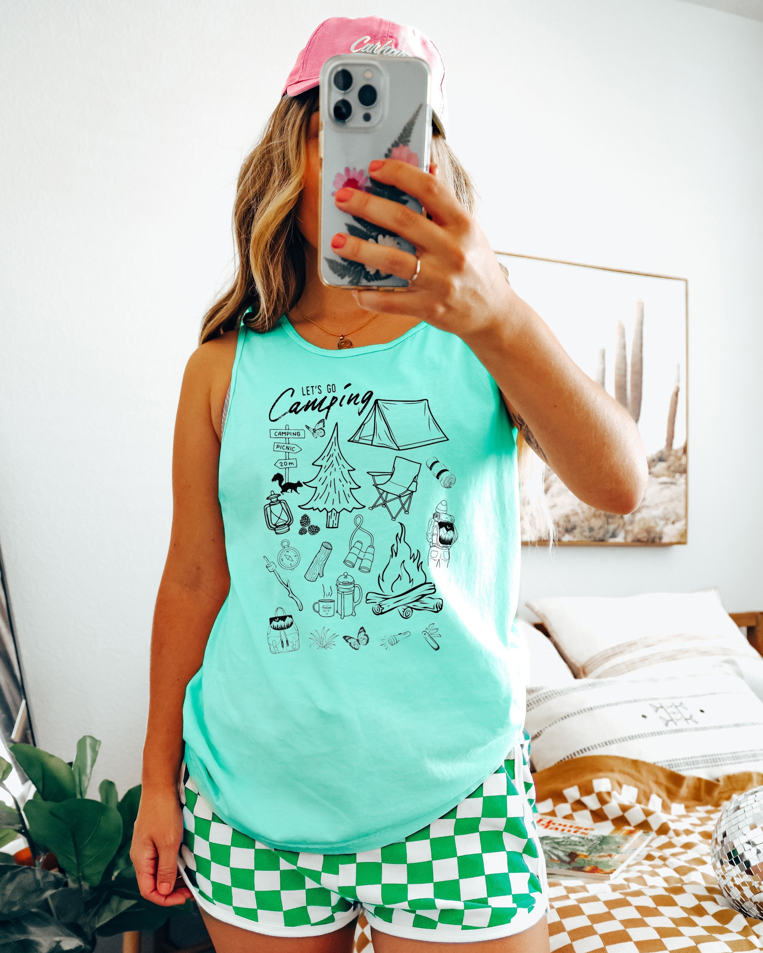 Camping Mountain Sketch Comfort Colors Tank Top – Hiking Nature Outdoor Graphic