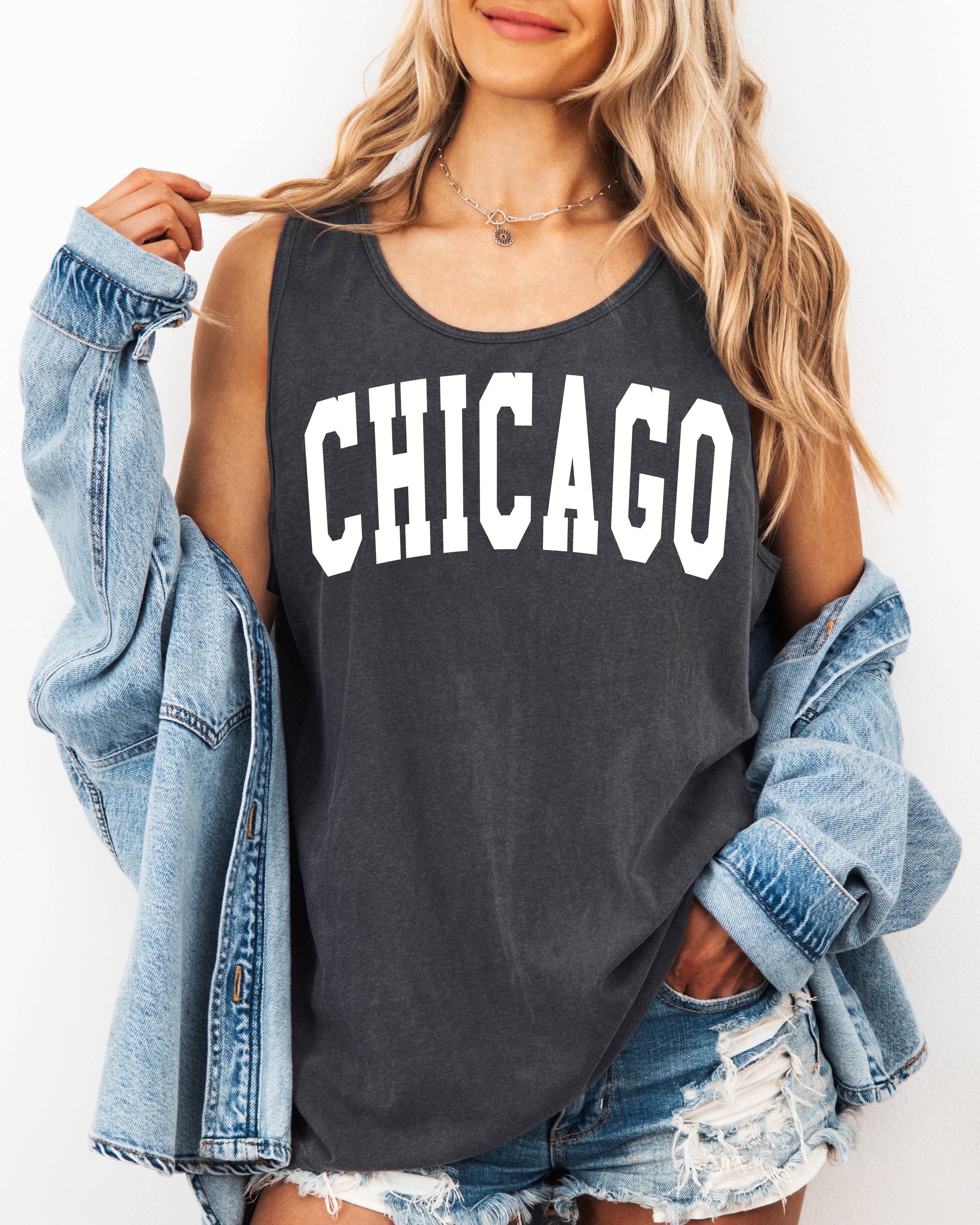 Chicago Illinois State City Comfort Colors Tank Top – USA Travel Graphic Summer Essential