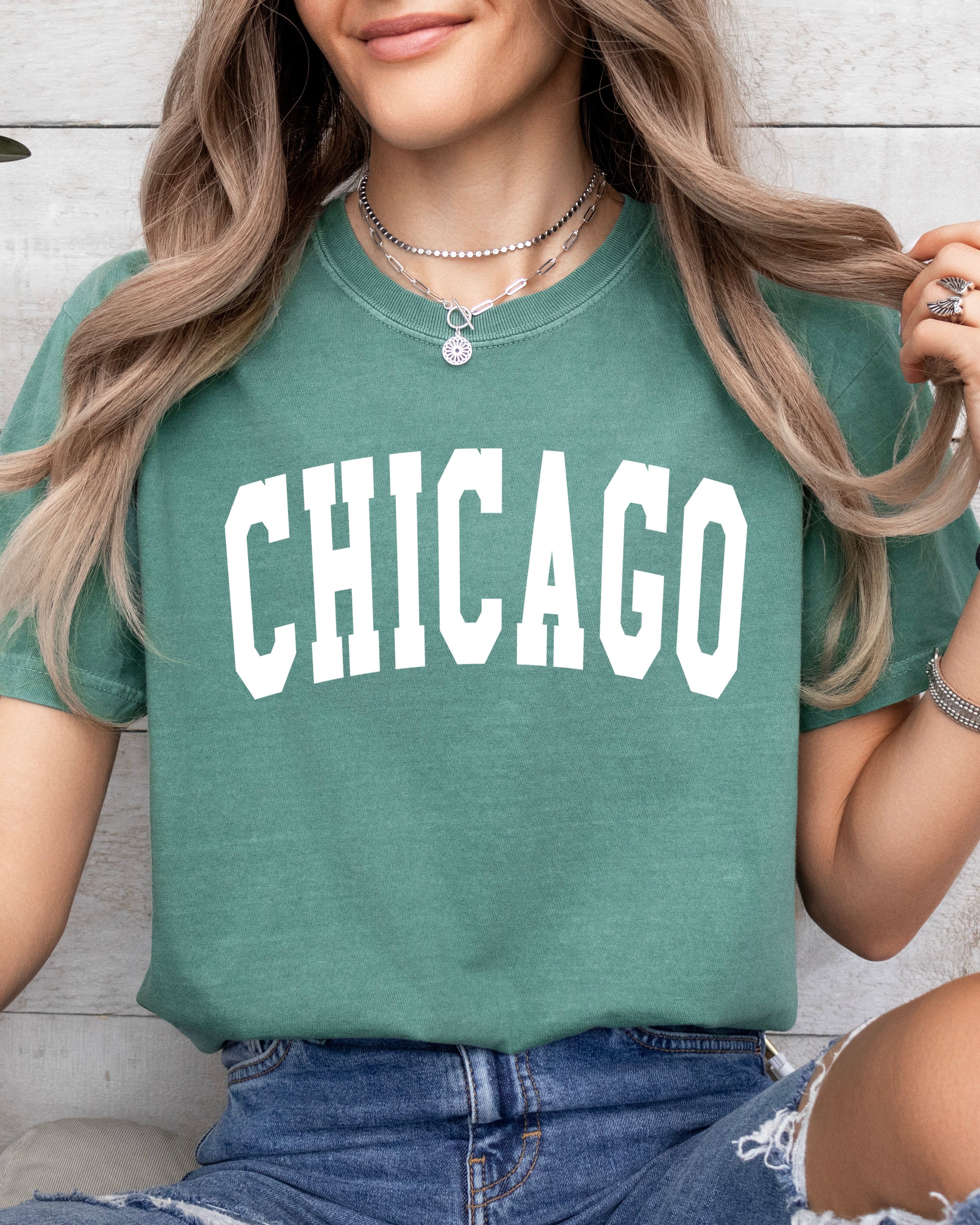 Chicago Illinois State City Comfort Colors T Shirt (Condensed Font)