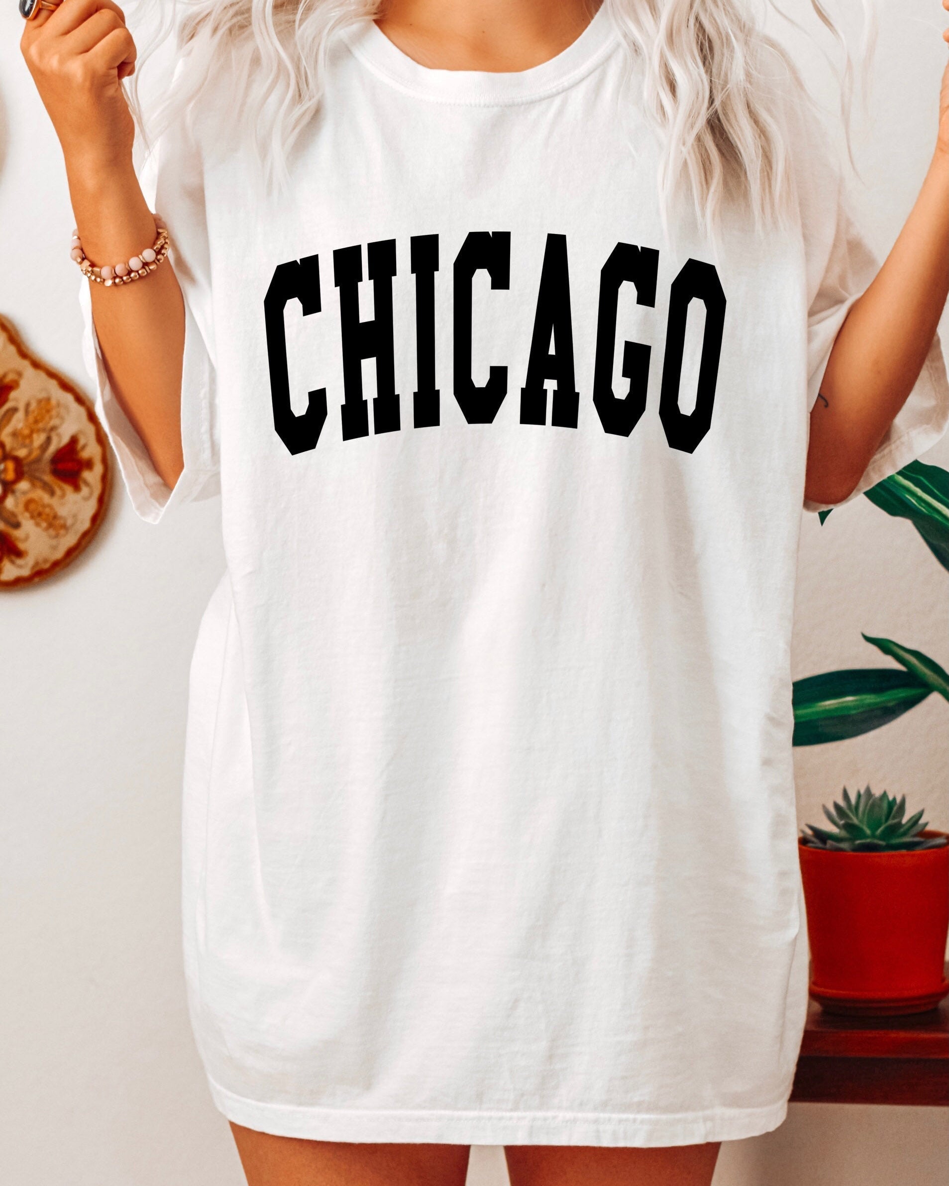 Chicago Illinois State City Comfort Colors T Shirt (Condensed Font)