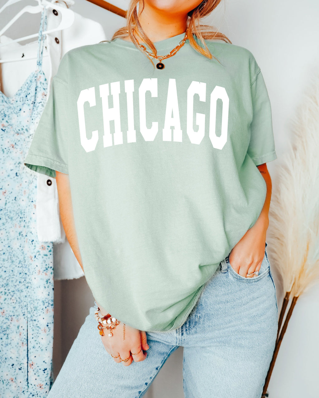 Chicago Illinois State City Comfort Colors T Shirt (Condensed Font)