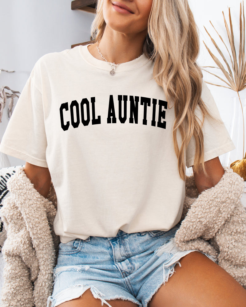 Cool Auntie Comfort Colors Graphic Tees (High School Font)