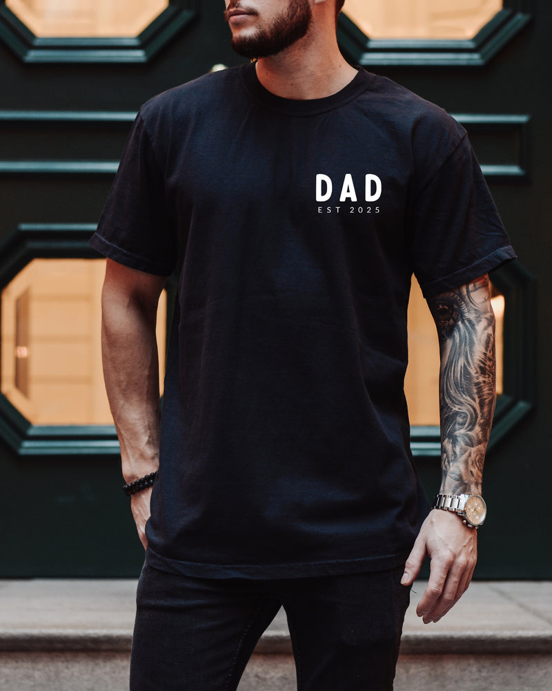 Dad Personalized est year Comfort Colors T Shirt (cali left chest)