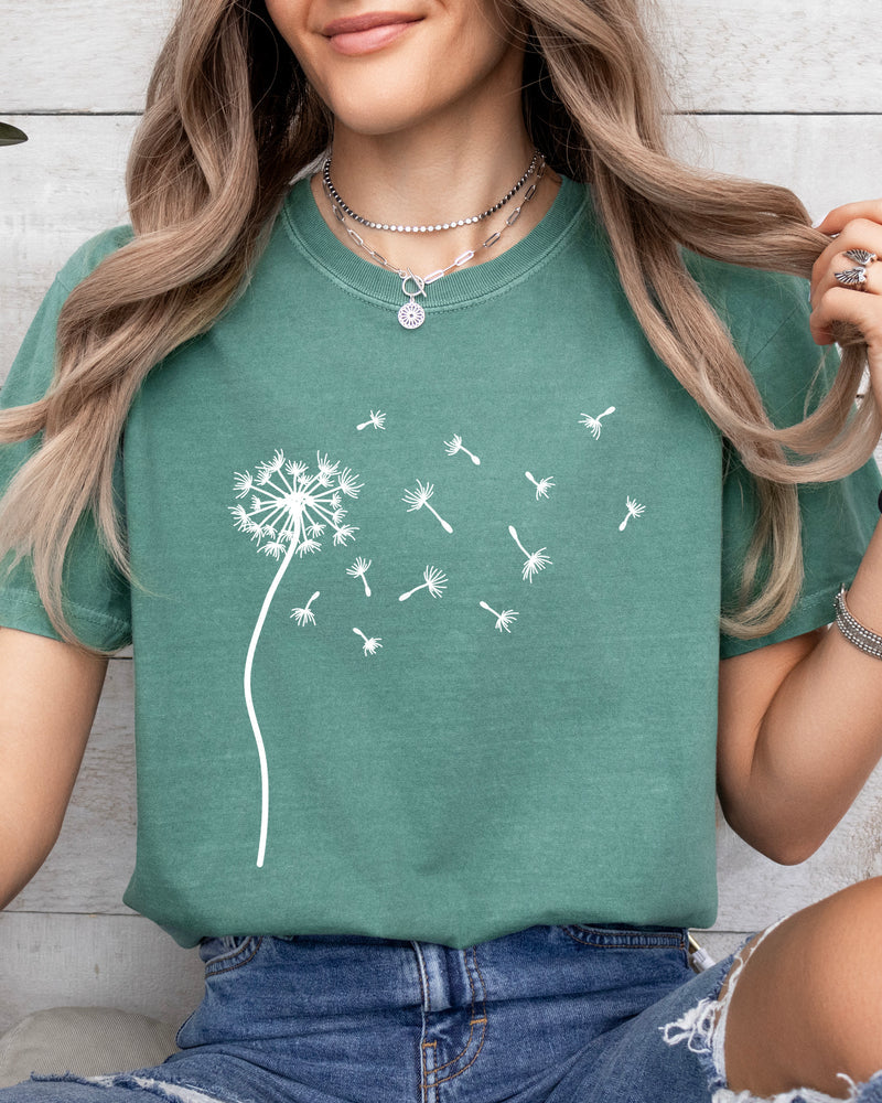 Dandelion Botanical wildflowers Garment Dyed T Shirt