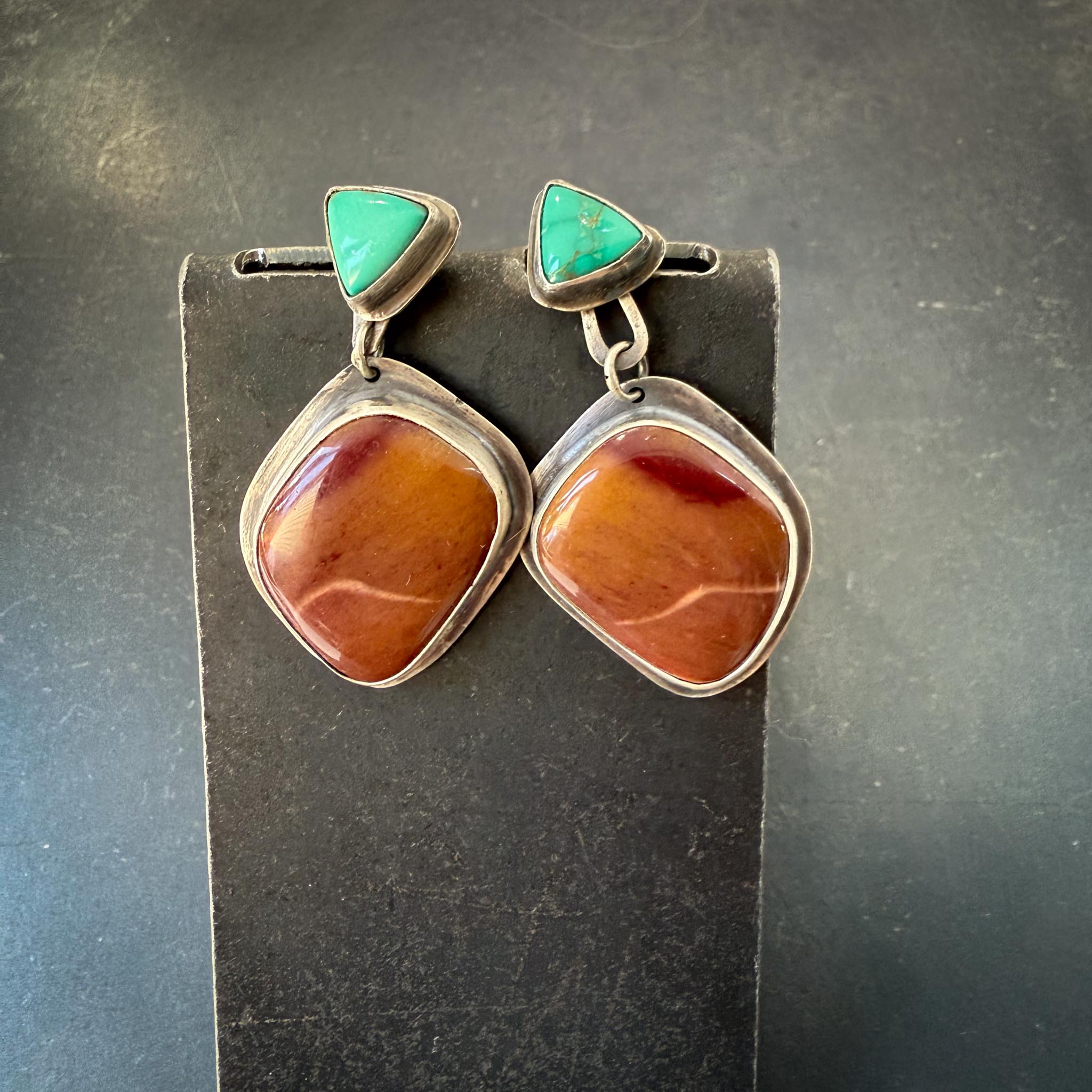 Carico Lake Turquoise and Mookite Earrings | Sterling Silver Convertible Stud and Dangle Set | Two in One Versatile Jewelry