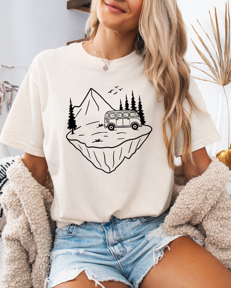 Desert Camping Hiking Mountain Nature Garment Dyed T Shirt