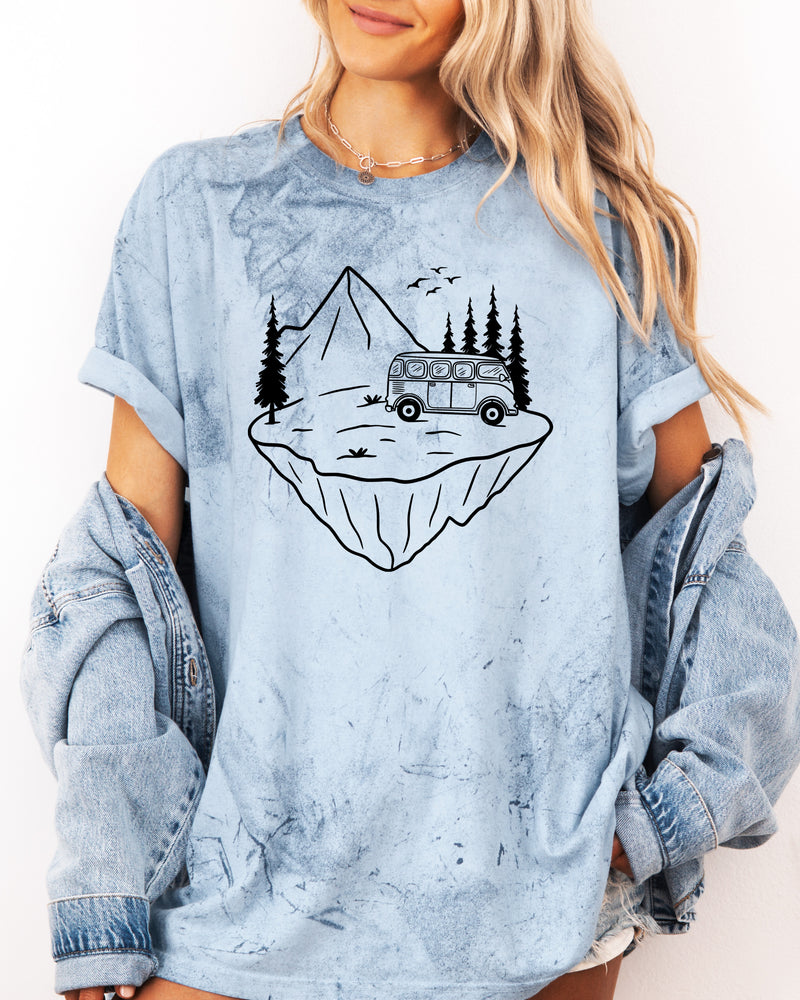 Desert Camping Hiking Mountain Nature Garment Dyed T Shirt