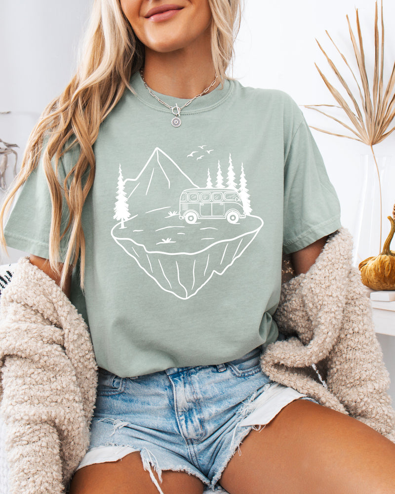 Desert Camping Hiking Mountain Nature Garment Dyed T Shirt