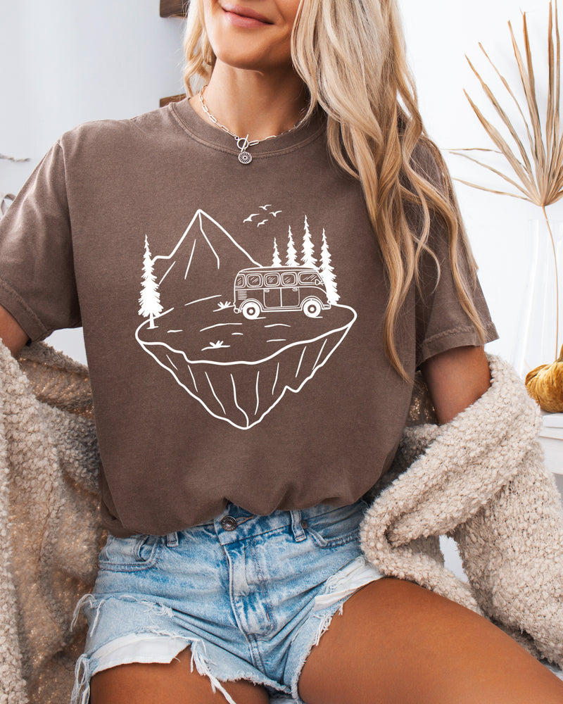 Desert Camping Hiking Mountain Nature Garment Dyed T Shirt