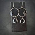 White Buffalo Turquoise Hoop Earrings in Sterling Silver with Hand-Sawn Saguaro Cactus Design