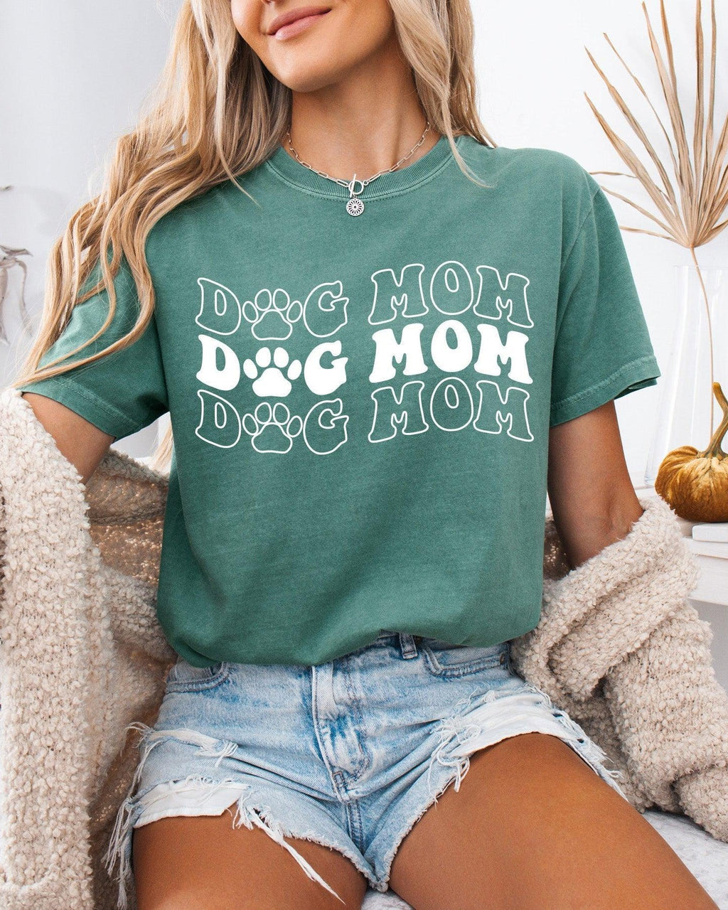 Dog Mom Comfort Colors T Shirt (Groovy repeat font)