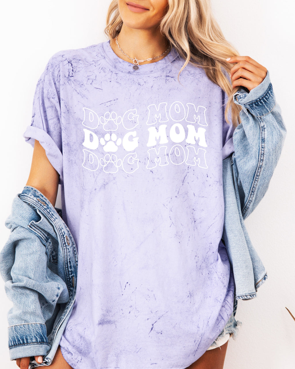 Dog Mom Comfort Colors T Shirt (Groovy repeat font)