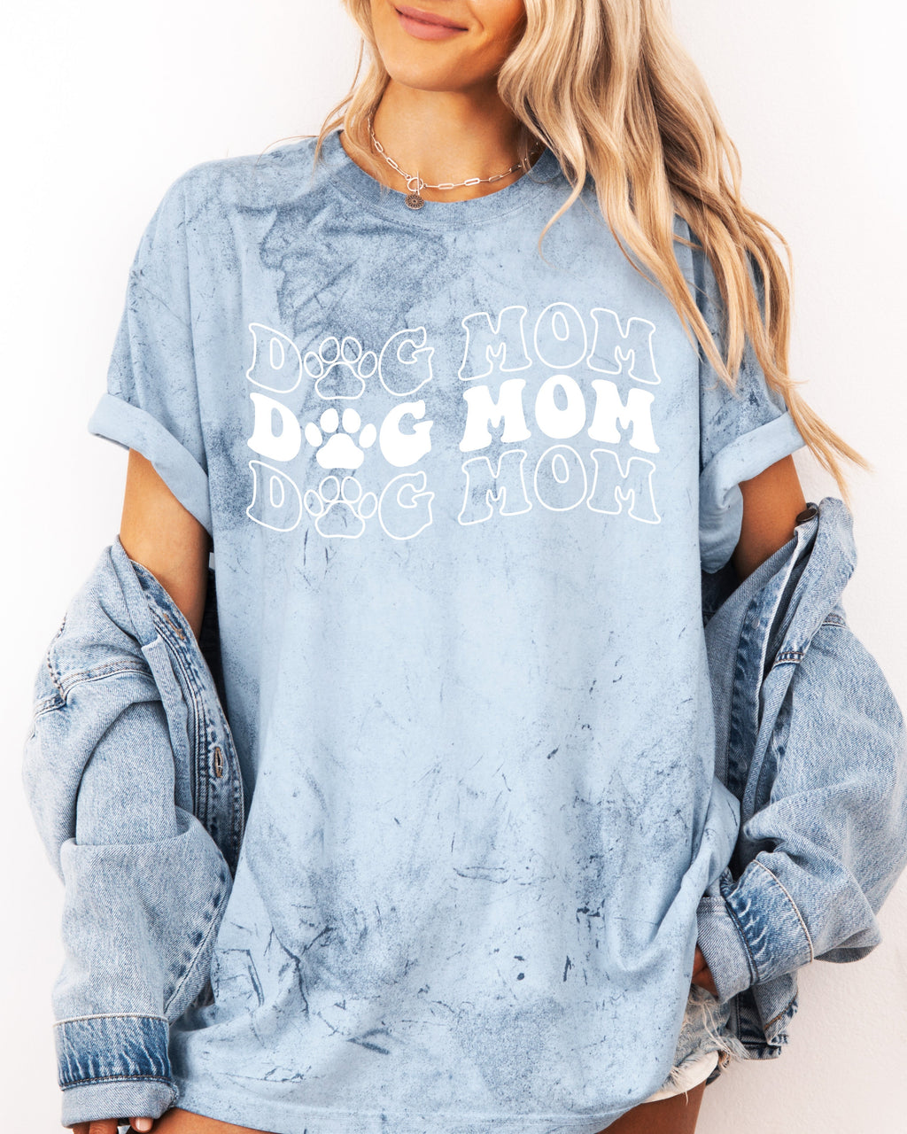 Dog Mom Comfort Colors T Shirt (Groovy repeat font)
