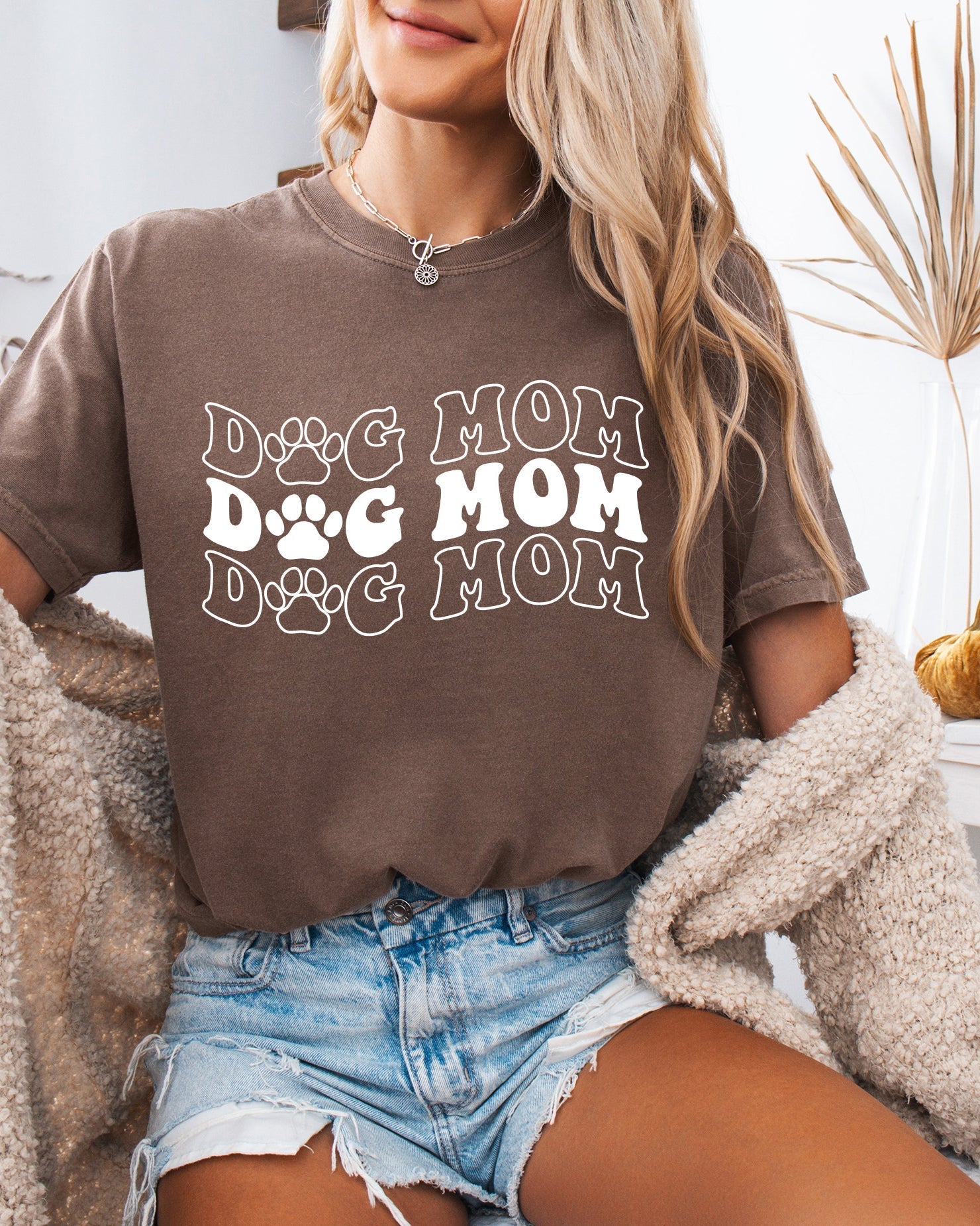 Dog Mom Comfort Colors T Shirt (Groovy repeat font)