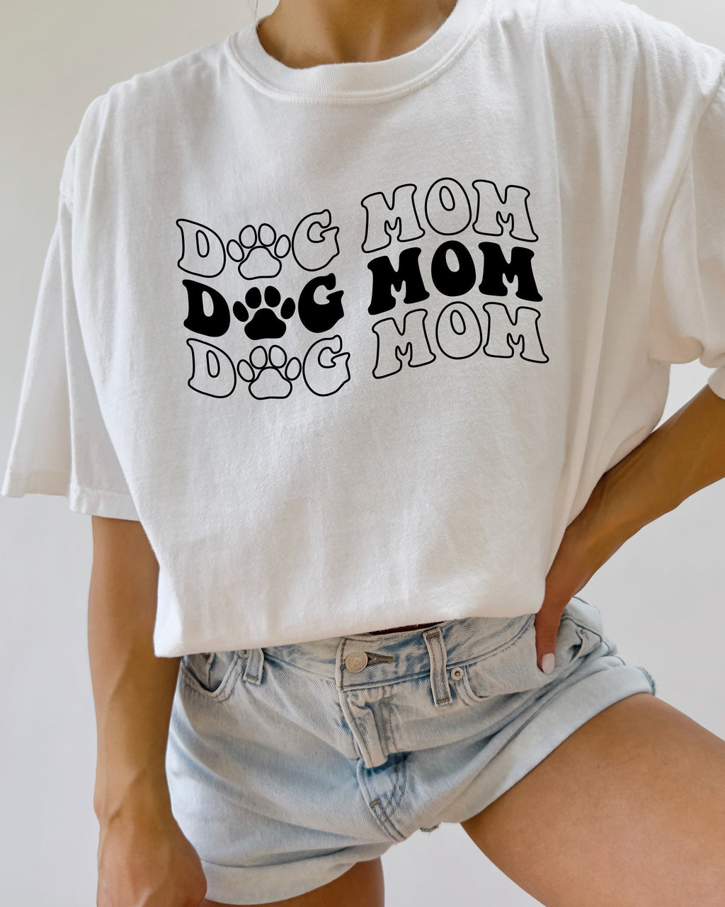 Dog Mom Comfort Colors T Shirt (Groovy repeat font)