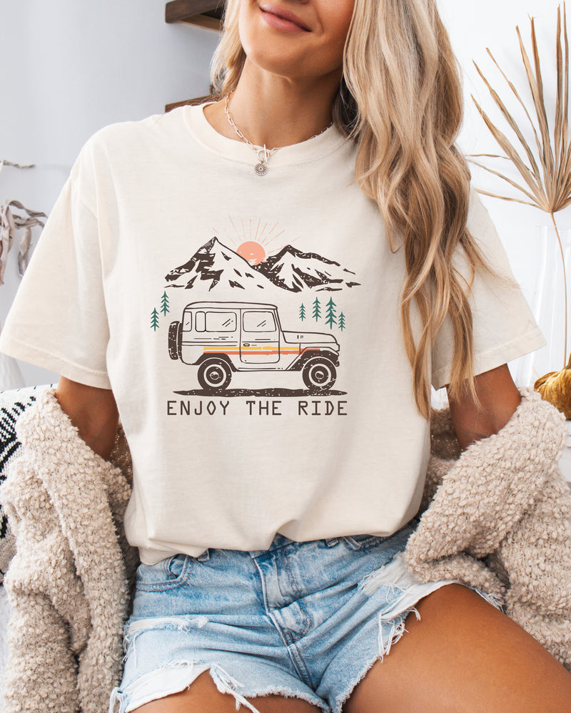 Enjoy the Ride Camping Hiking Mountain Nature Comfort Colors T Shirt