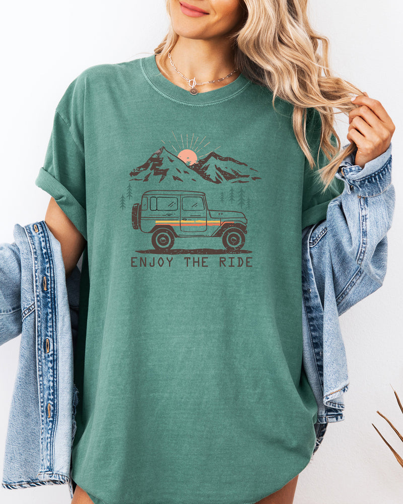 Enjoy the Ride Camping Hiking Mountain Nature Comfort Colors T Shirt