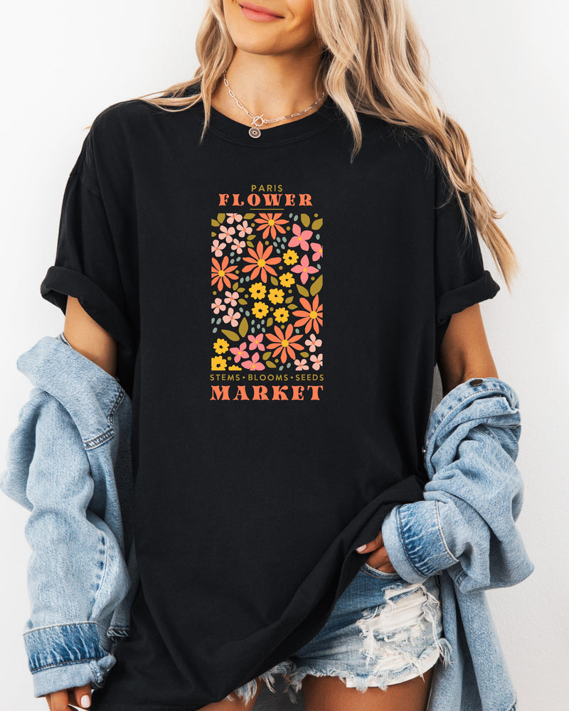 Flower Market Nature botanical Garment Dyed T Shirt