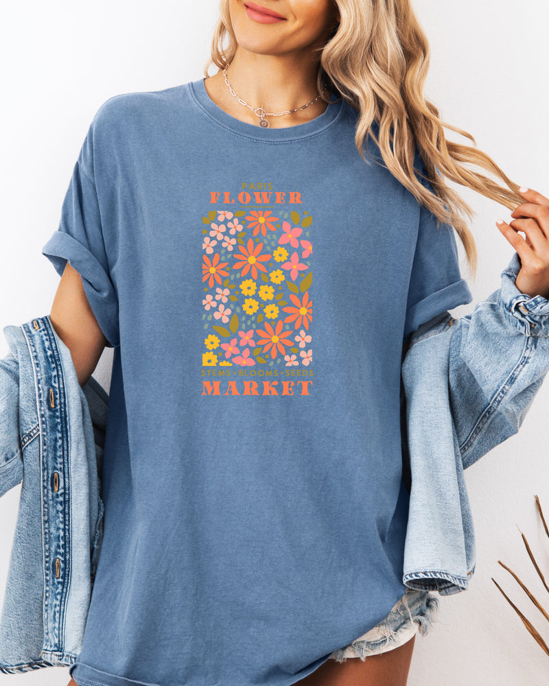 Flower Market Nature botanical Garment Dyed T Shirt