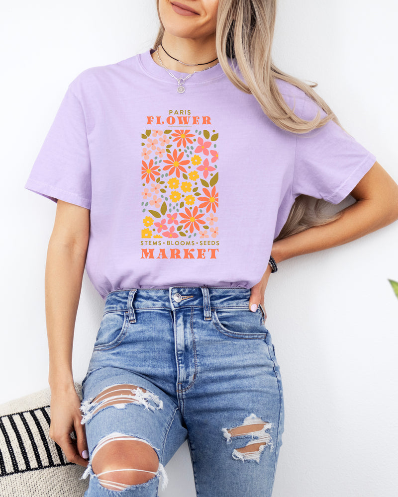 Flower Market Nature botanical Garment Dyed T Shirt