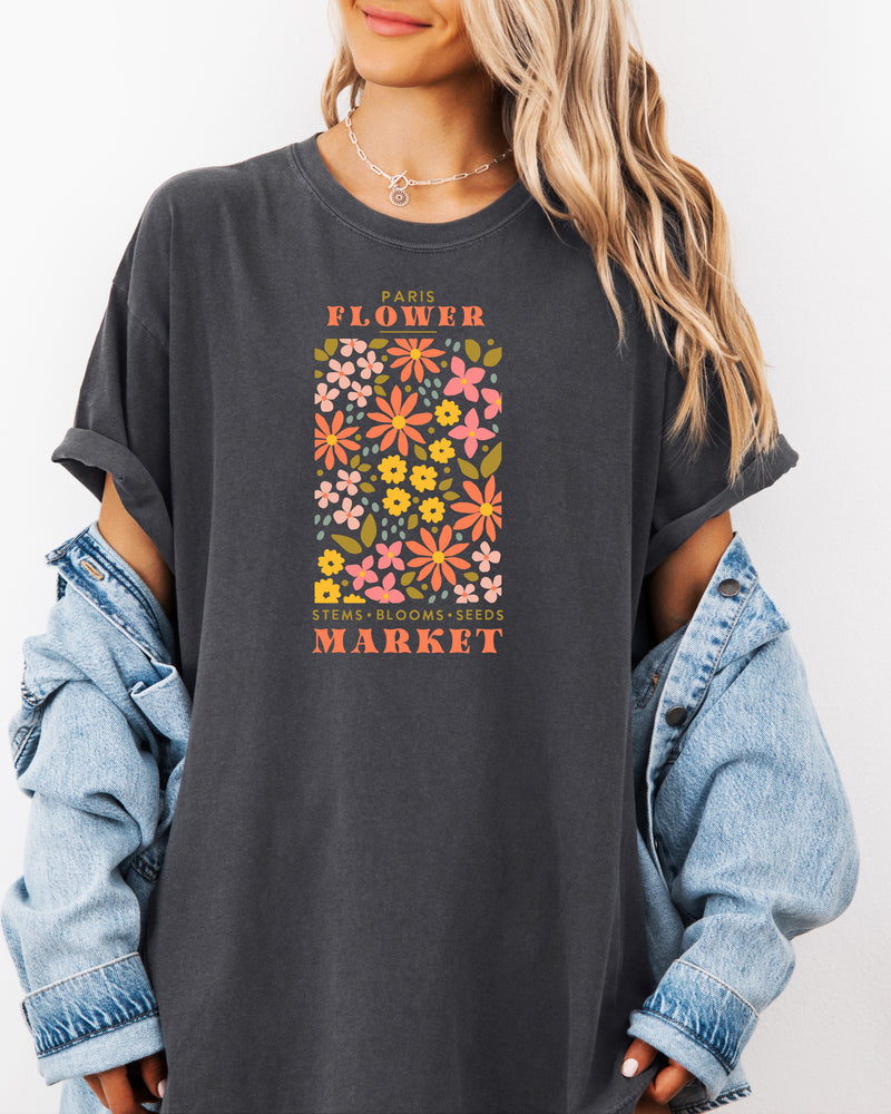Flower Market Nature botanical Garment Dyed T Shirt