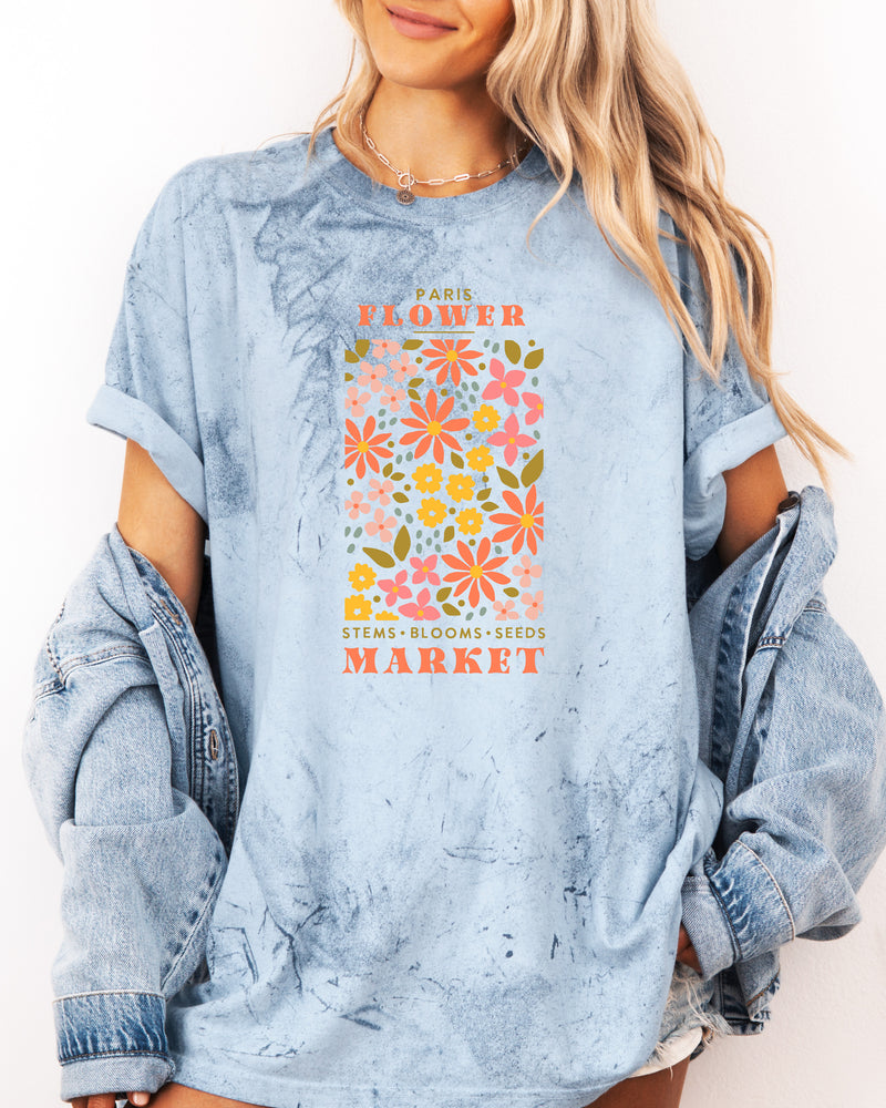 Flower Market Nature botanical Garment Dyed T Shirt