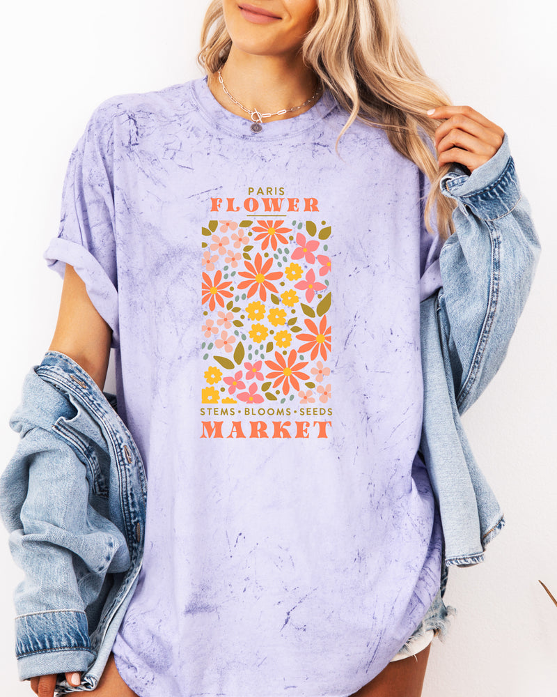Flower Market Nature botanical Garment Dyed T Shirt