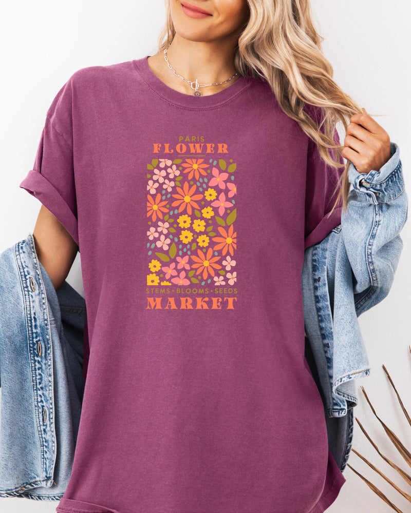 Flower Market Nature botanical Garment Dyed T Shirt