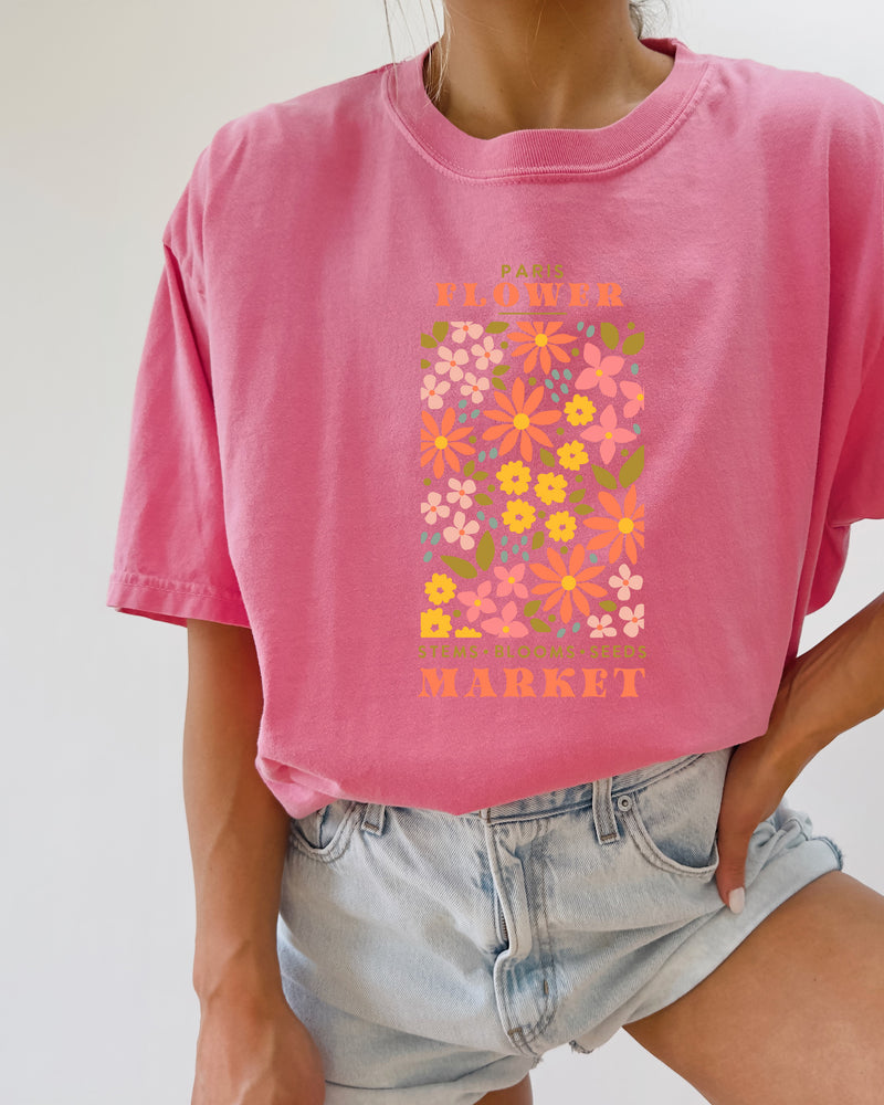 Flower Market Nature botanical Garment Dyed T Shirt