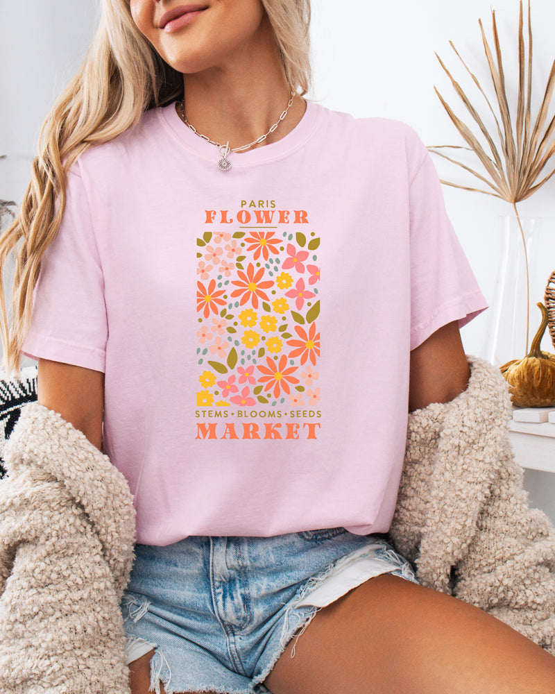Flower Market Nature botanical Garment Dyed T Shirt