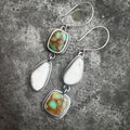 Hubei Cloud Mountain Turquoise + White Buffalo Dangle Earrings | Sterling Silver Statement Pair | Force Earrings