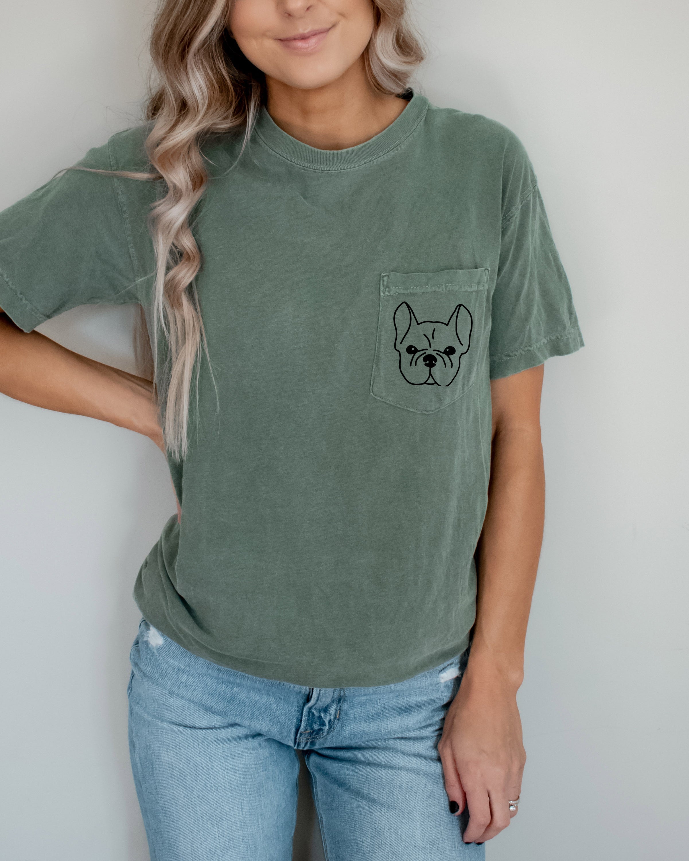 Frenchie Mama French Bulldog Comfort Colors Pocket T Shirt