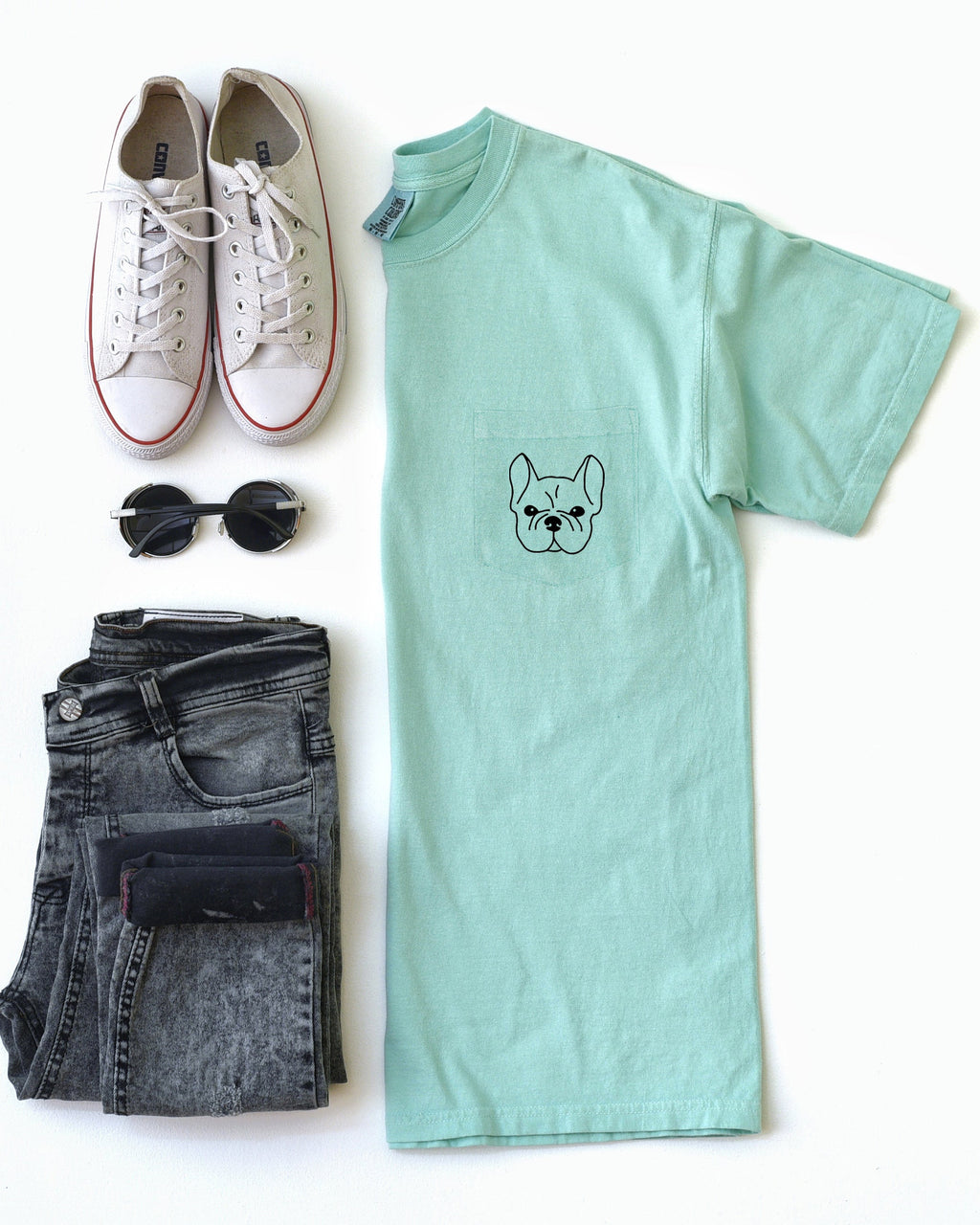 Frenchie Mama French Bulldog Comfort Colors Pocket T Shirt
