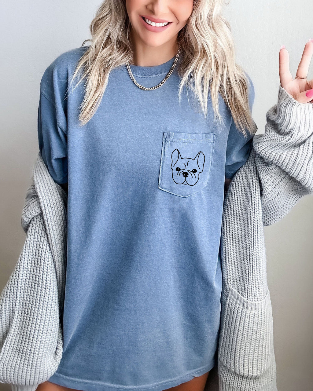 Frenchie Mama French Bulldog Comfort Colors Pocket T Shirt
