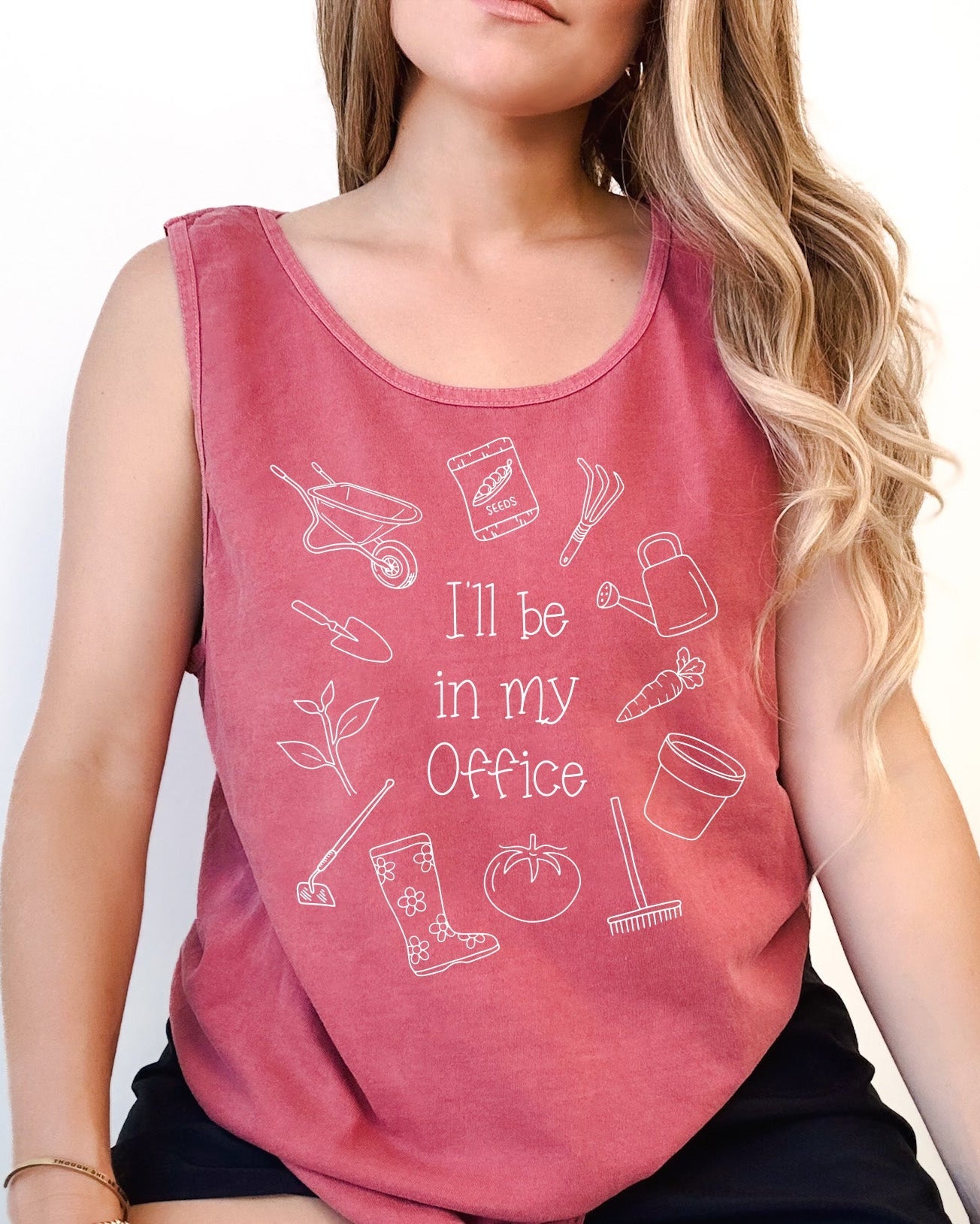 I’ll Be in My Office Gardening Comfort Colors Tank Top – Plant Nature Garden Lover Graphic