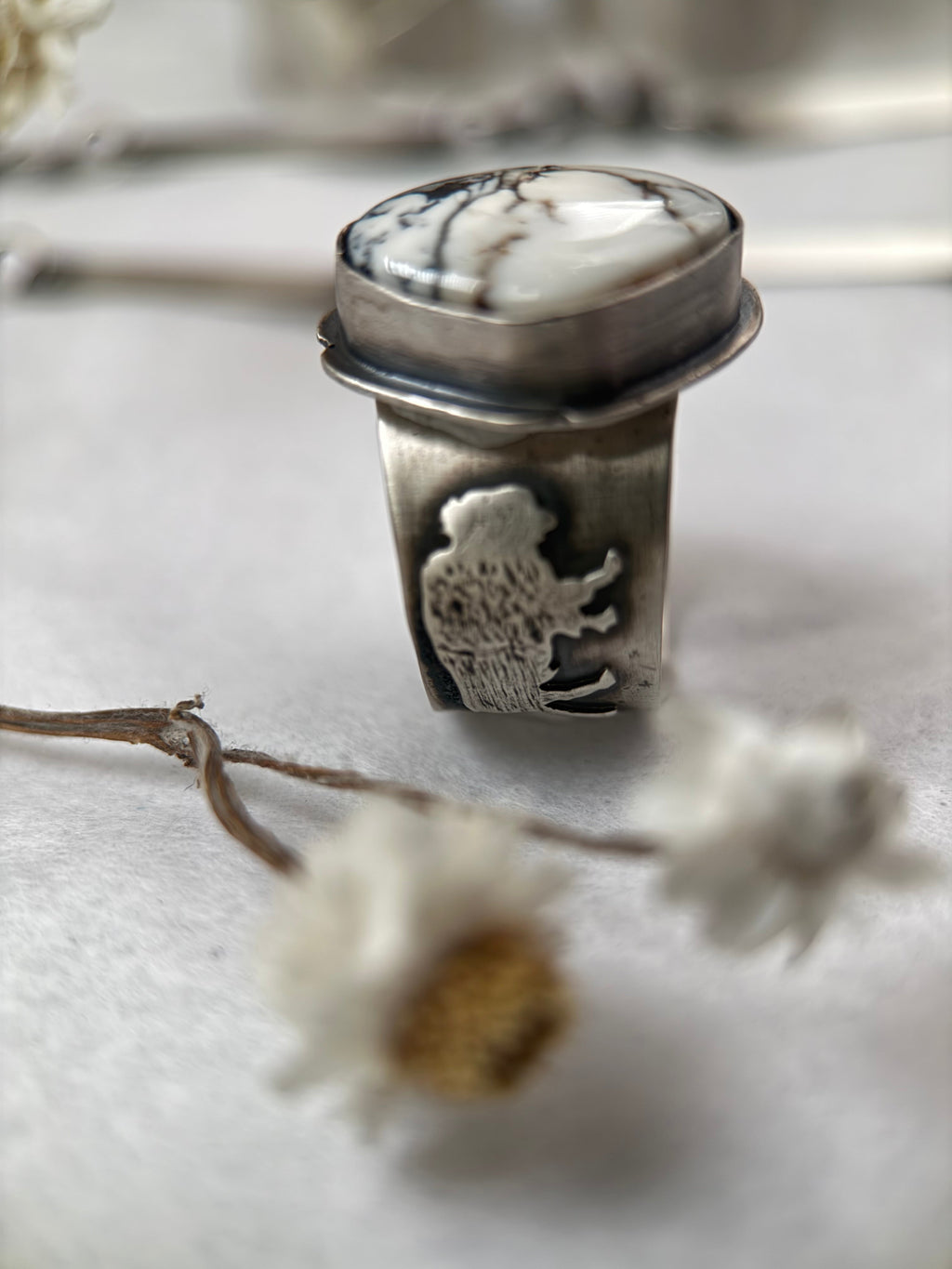 White Buffalo Turquoise Ring | Made to Finish | Stand Collection
