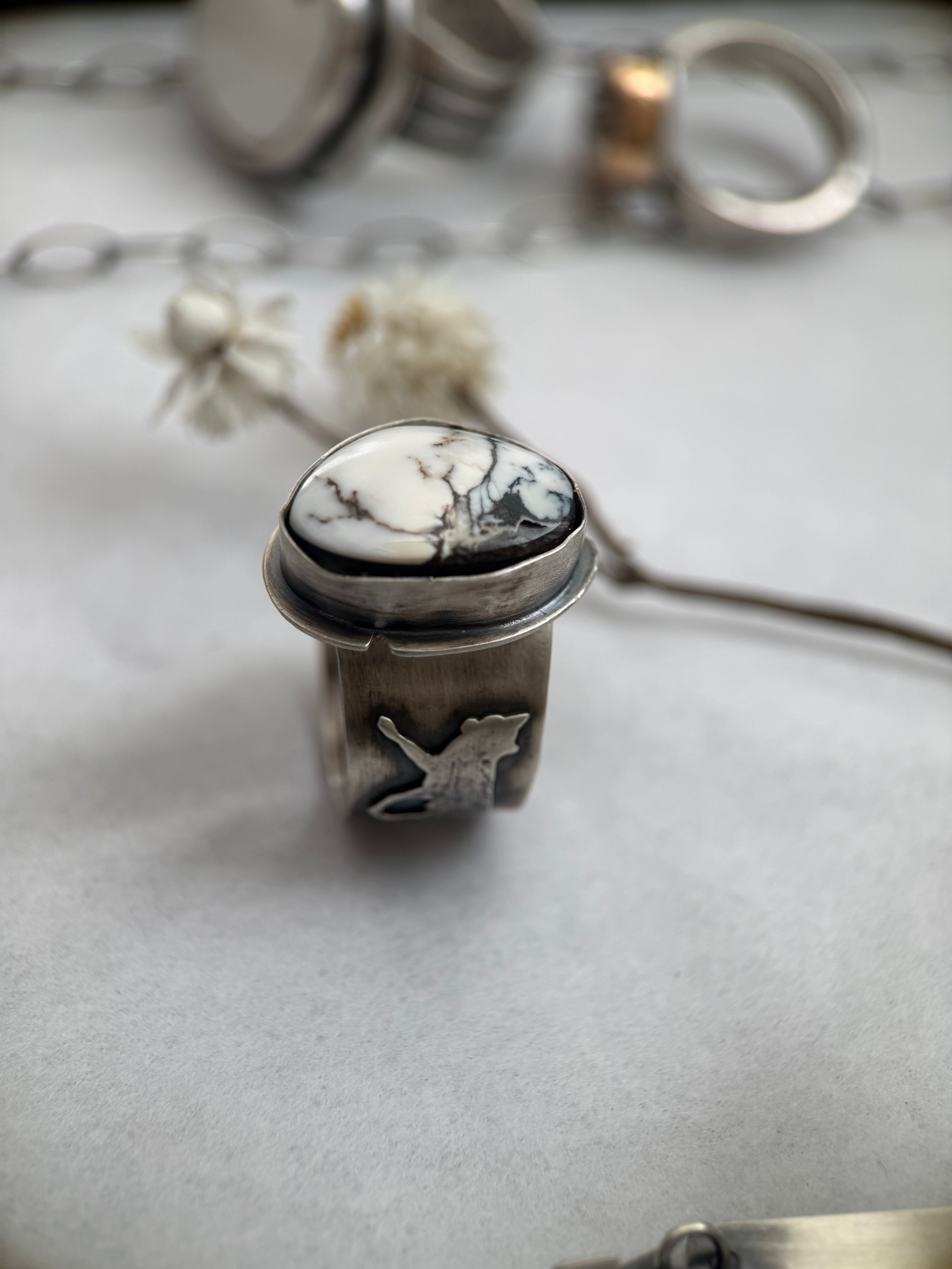 White Buffalo Turquoise Ring | Made to Finish | Stand Collection