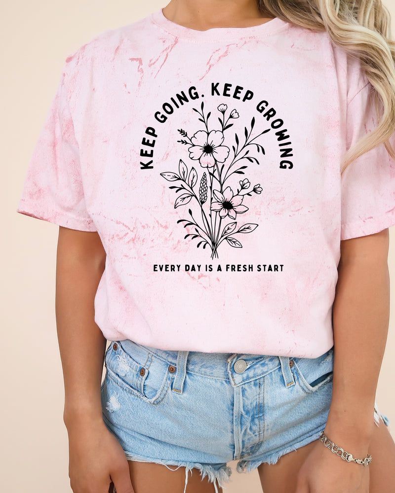 Keep growing Inspirational Christian Botanical Plant Nature Garment Dyed T Shirt